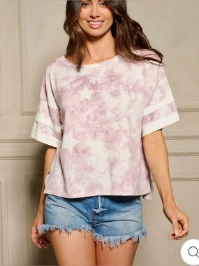 Short Sleeve Stars Tie Dye Top